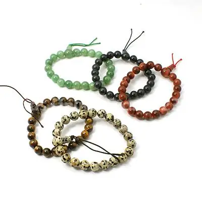 

Jewelry Beads Natural Stone Buddha Beads Bracelets, Round, Mixed Color, about 54~68mm inner diameter, Beads: 8~10mm
