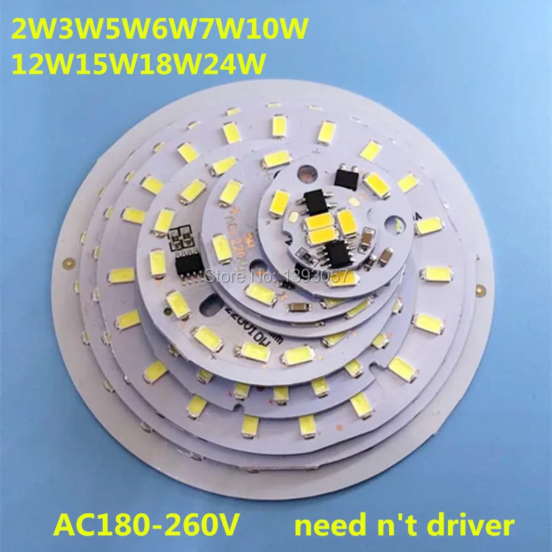 5 шт. светодиодная плата 220 В 2 Вт 3 6 7 10 12 15 18 24 с интегрированным IC драйвером SMD5730