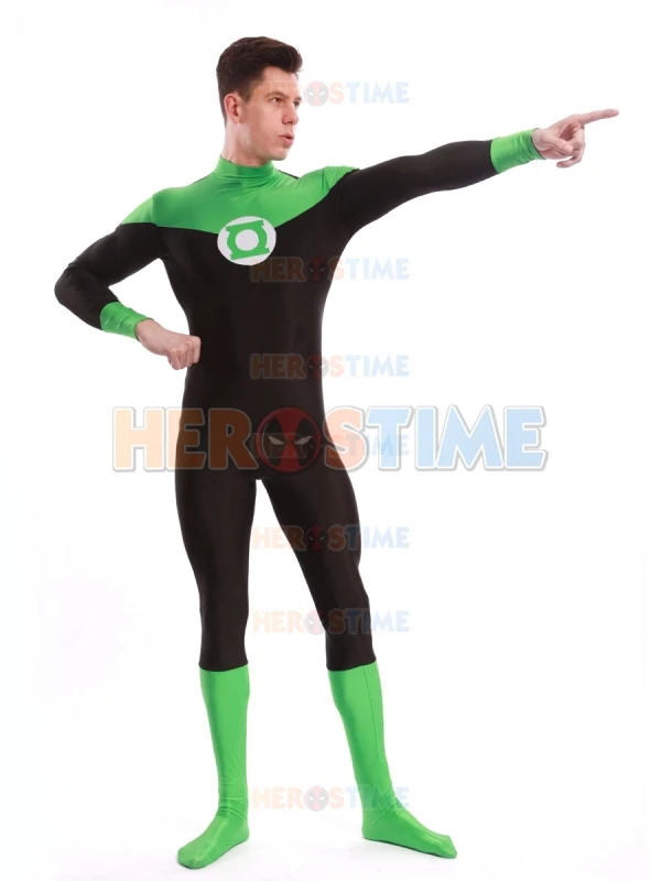 Зеленые костюмы фонаря спандекс супергерой Зеленый Фонарь платье полный костюм
