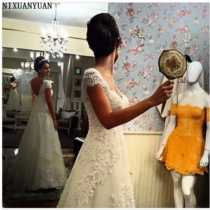 Stunning Beautiful Cap Sleeve Lace Appliques Wedding Dress Bridal Gown Custom Made 2021 | Свадьбы и торжества