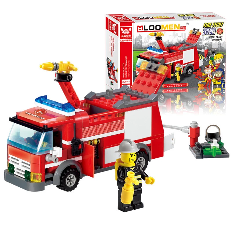 206 шт./компл. Legoings пожарная машина спринклерная DIY строительные блоки наборы