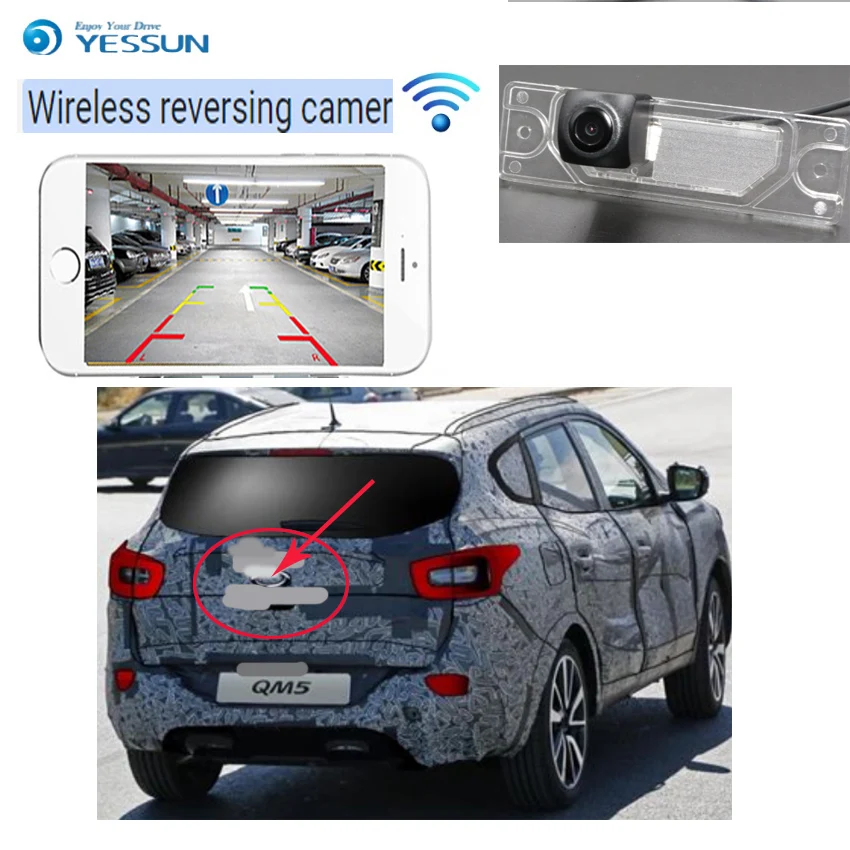 YESSUN new wireless Rear View camera For Renault Samsung QM5 MK1 2007~2016 CCD Night Vision backup camera Reverse license plate