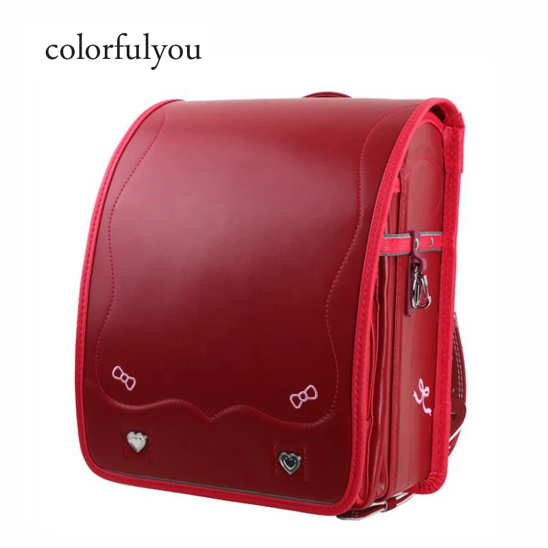 Женский рюкзак Colorfulyou, новинка 2021, японские школьные ранцы с красной вышивкой и бантом для девочек Randoseru, детский школьный рюкзак, 1-3 класса