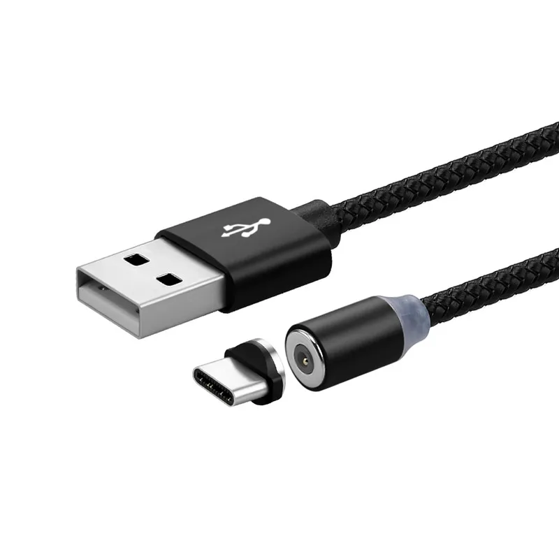 LED 360 градусов Круглый Магнитный адаптер USB Micro USB/Type C/IOS быстрое зарядное