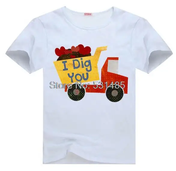 Dump Truck I Dig You Valentine Tee t shirt for kid Boy Girl clothing top clothes cartoon tshirt | Женская одежда