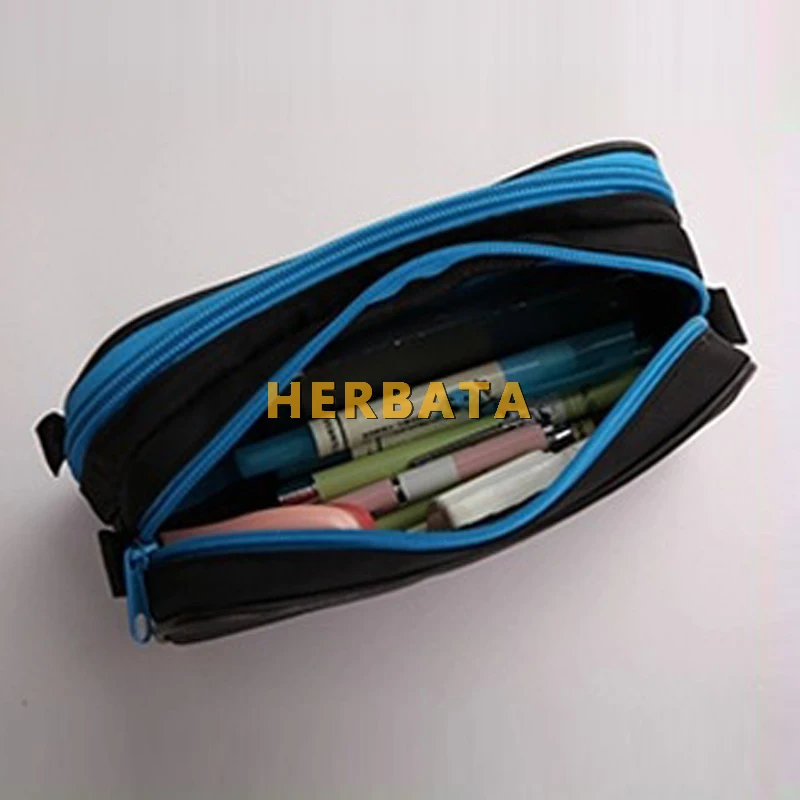 Корейская двухслойная сумка для карандашей нейлоновая вместительная ручек
