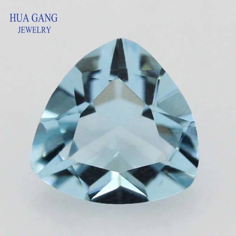 

106# Blue Trillion Shape Princess Cut Loose Glass Beads Synthetic Gems For Jewelry Size 3x3~10x10mm Free Shipping