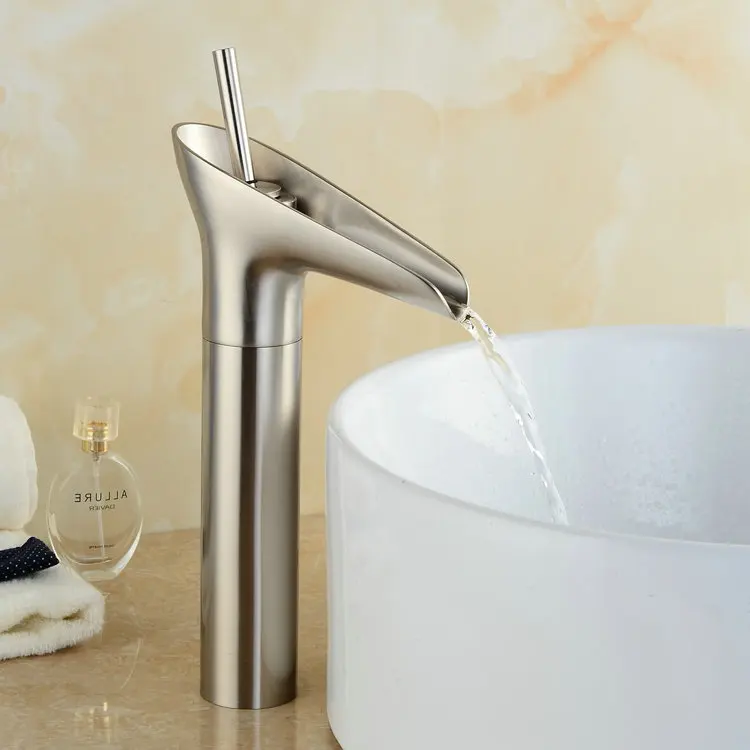 nickel brush Водопроводный кран никелевый Матовый кран для ванной кран для раковины латунный Смеситель для крана-сифона - Цвет: nickel brush