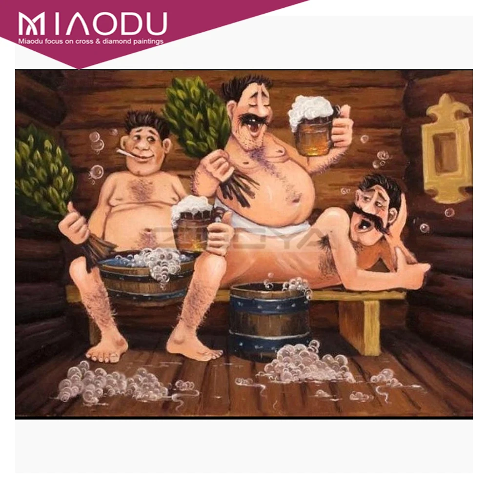 Miaodu 5D DIY Алмазная вышивка с героями мультфильмов три мужские купальные пивные