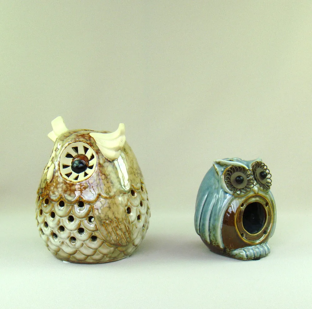 Подсвечник в виде фарфоровой совы миниатюрная декоративная керамика подставка