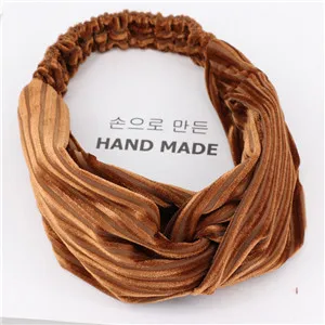 Coffee Headband Новое поступление, модная женская бархатная Базовая повязка на волосы с крестиком для девушек, элегантная повязка на голову для колледжа, женские мягкие аксессуары для волос - Цвет: Coffee Headband
