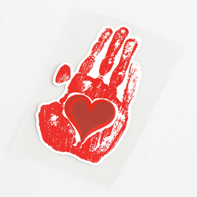 

YJZT 6.8CM*13CM Fashion Red Love In the Hand Decal Car Sticker PVC 13-0637