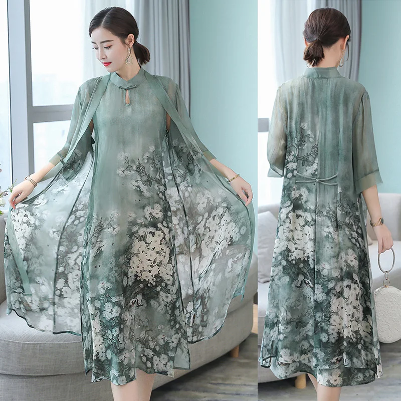 Женское элегантное длинное шифоновое Платье До Колена винтажное платье до