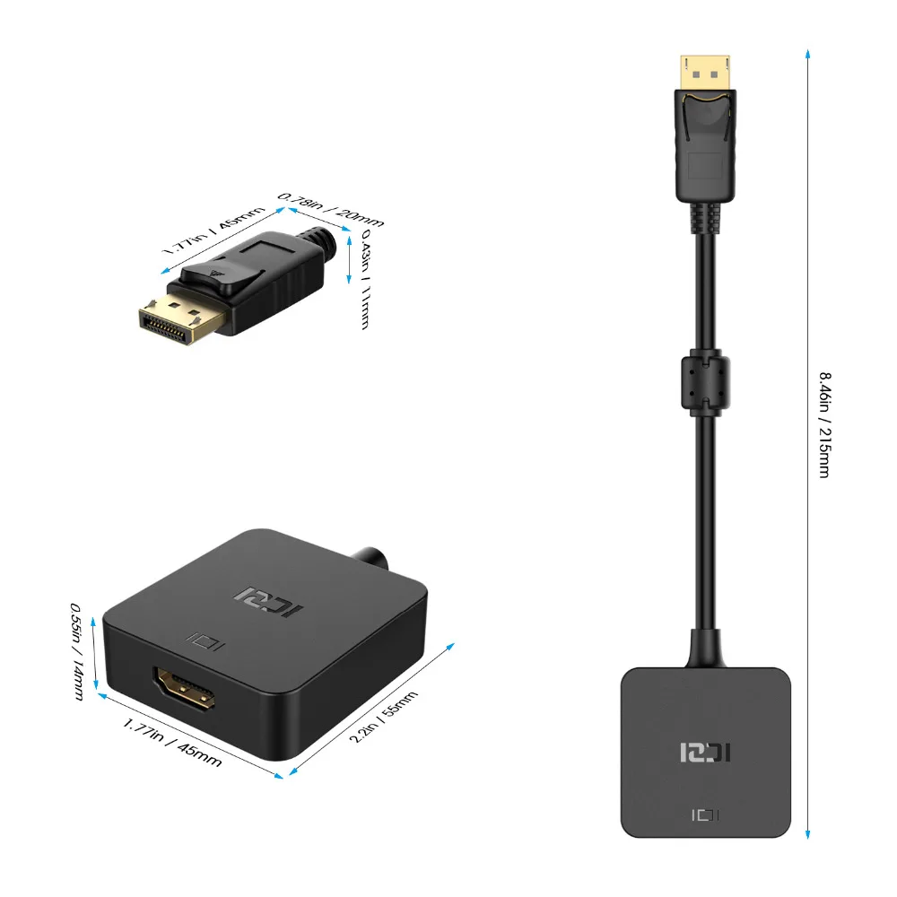 ICZI 4K активный Адаптер DP к HDMI DisplayPort 1 2 4 позолоченный конвертер для ПК мониторы