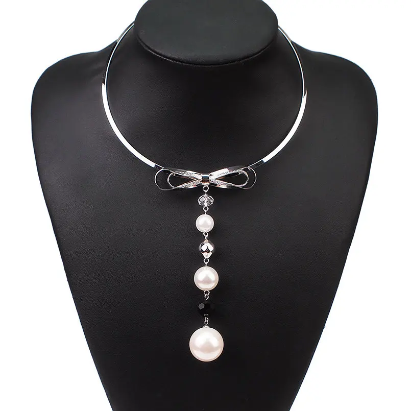 Чокер UKMOC Женский длинное ожерелье с подвесками из сплава искусственным жемчугом