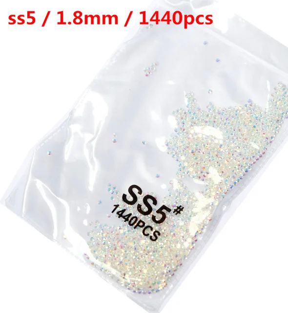 SS5 1440pcs Смешанные размеры SS3~ SS30 прозрачный AB камень 3D блеск для дизайна ногтей Стразы для украшения Блестящий Кристалл AB Flatback - Цвет: SS5 1440pcs