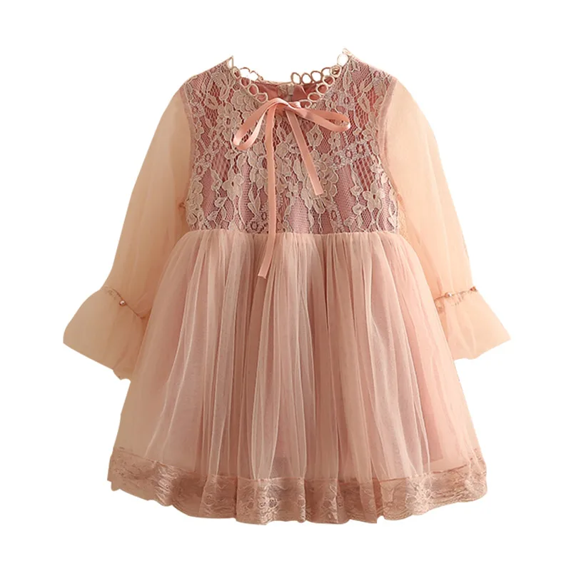 2021 Children's Prom Party 3-6 8 10 to 12 Years England Style Princess Lace Chiffon Kids Baby Girl Long Full Sleeve Summer Dress | Детская