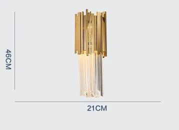 W21 H46cm 2 light Современный Роскошный K9 хрустальный блеск, светодиодный настенный светильник, стальная пластина, золотой светильник, настенные бра, Светильники для внутреннего освещения, Lamparas - Цвет абажура: W21 H46cm 2 light