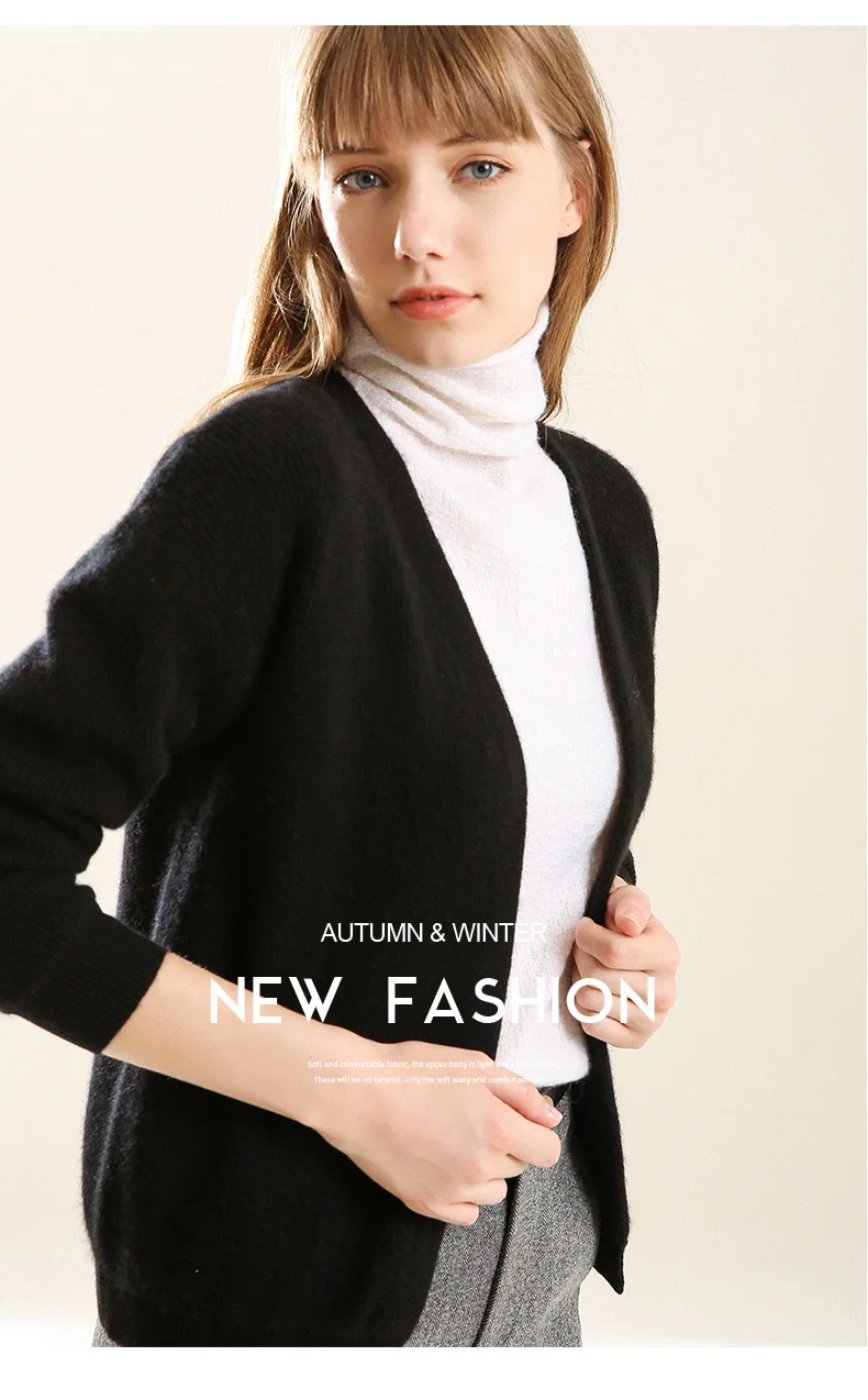 Smpevrg autumn new female cardigan cashmere sweater women coat V-neck Seven-quarter sleeve knitted cardigan women sweater jumper