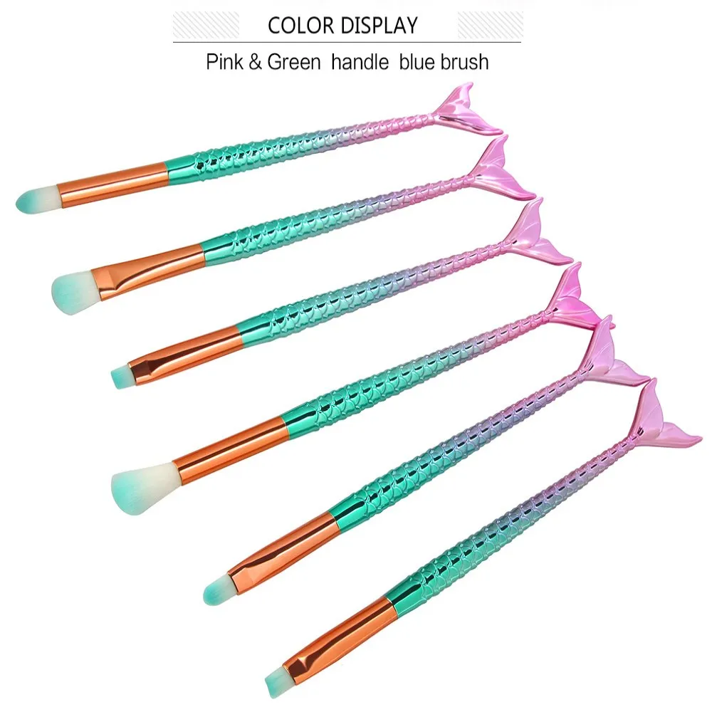 6 шт Русалка наборы кистей для макияжа Pro Косметические кисти век набора кисточек