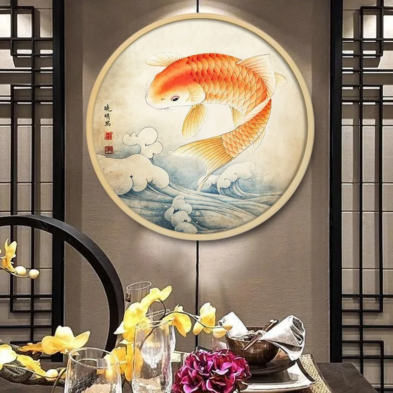 Алмазная живопись сделай сам с полным покрытием круглая вышивка карпом