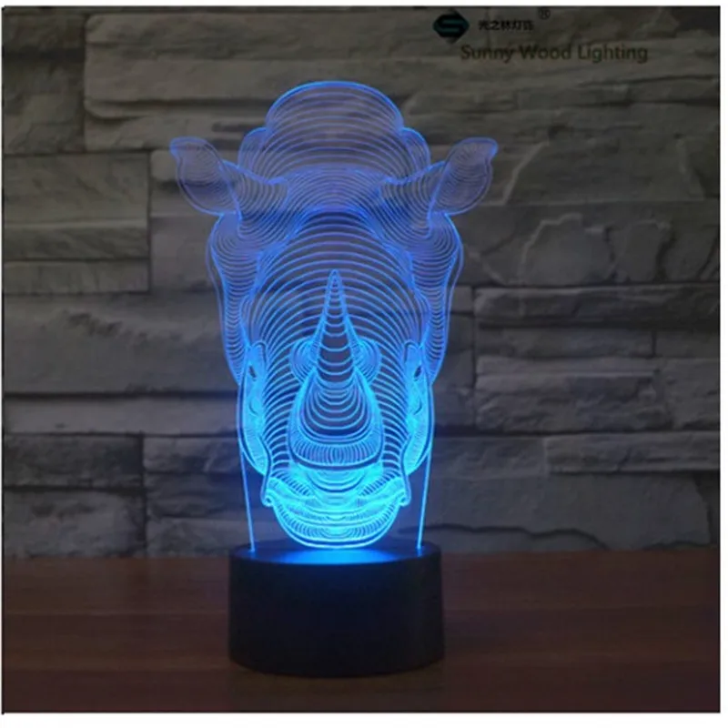Rhinocerostouch сеньор Новинка 3D светодиодный ночник для Бади комнаты тумбочка лампа