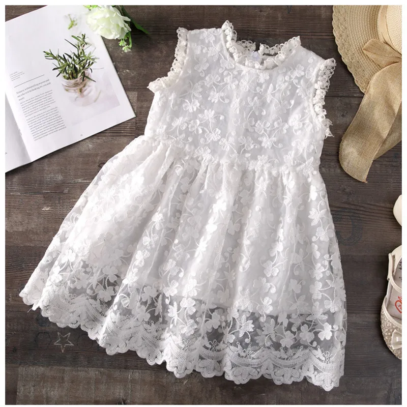 DFXD England Style 2018 Summer Teens Girl Sleeveless Princess Dress Top Quality Red/White Cotton Flower Wedding Party | Детская одежда