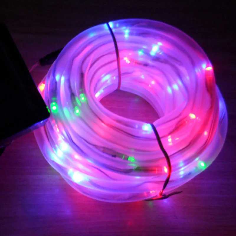 

10M 100led Waterproof Solar garden LED Rope Tube String Light Fence lights Christmas Holiday Party Wedding decorat Lamp