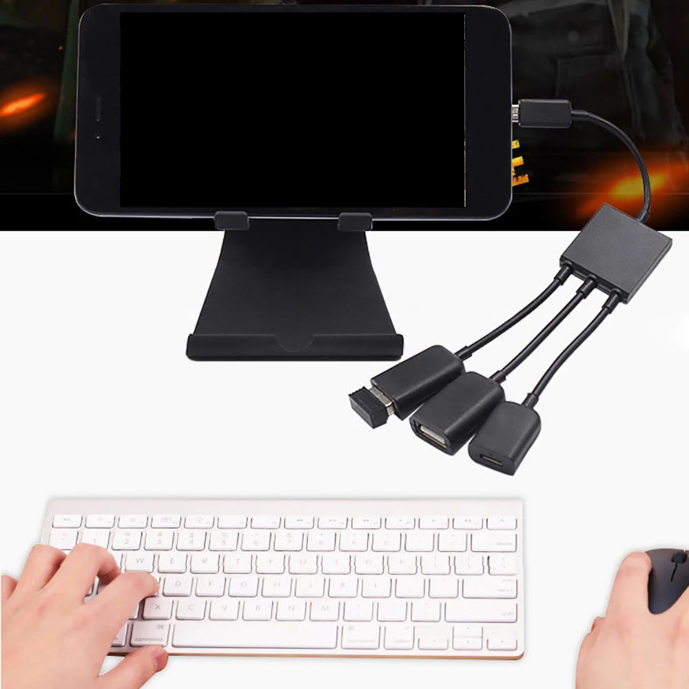 1 шт. OTG Micro USB Male to 2x порт + 1x разъем адаптера для смартфона Android u диск ноутбук