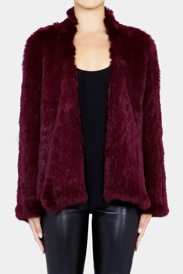 wine red 15 цветов,, зимнее женское вязаное пальто из натурального меха кролика, австралийская Женская свободная Меховая куртка, пальто, плотное пальто, верхняя одежда - Цвет: wine red