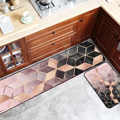 Kitchen Mat3 Золотистые с металлическими украшениями с геометрическим рисунком Кухня ковры для ванной водопоглощение дома ковер в холл прихожей Роскошные Кухня Non-Slip коверы - Цвет: Kitchen Mat3