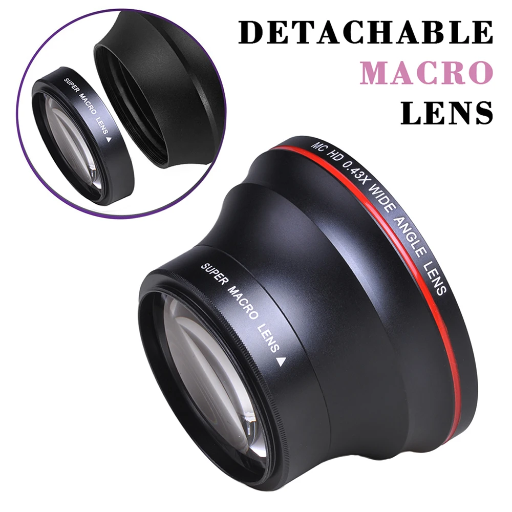 

55MM 0.43x Professional HD Wide Angle Lens (w/Macro Portion) for Nikon D3400, D5600 and for Sony Alpha Cameras