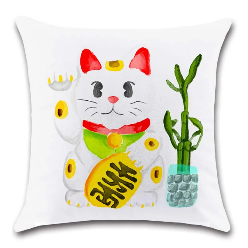 Lucky Fortune cats белая наволочка украшение домашний диван магазин ресторан кресло, автомобильное сиденье дети спальня друг подарок наволочка