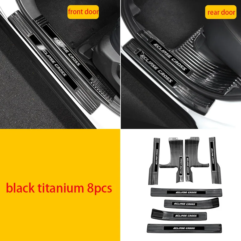 black titanium 8pcs Добро пожаловать педаль refires порога полосы части порога Царапины защита автомобильные аксессуары для Mitsubishi ECLIPSE CROSS - Цвет: black titanium 8pcs