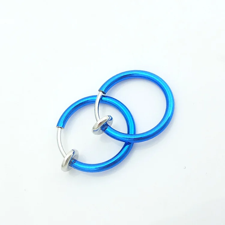 Blue 2 шт стальное кольцо для носа и шпильки для губ, ушей, носа, клипса для пирсинга носа, кольца для губ, серьги, Золотая Роза, шар, ювелирные изделия для тела - Окраска металла: Blue