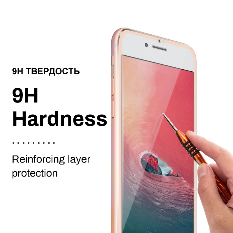ESVNE (назад + спереди) 7D Стекло на айфон 7 8 металлический каркас защитное 6 6s плюс
