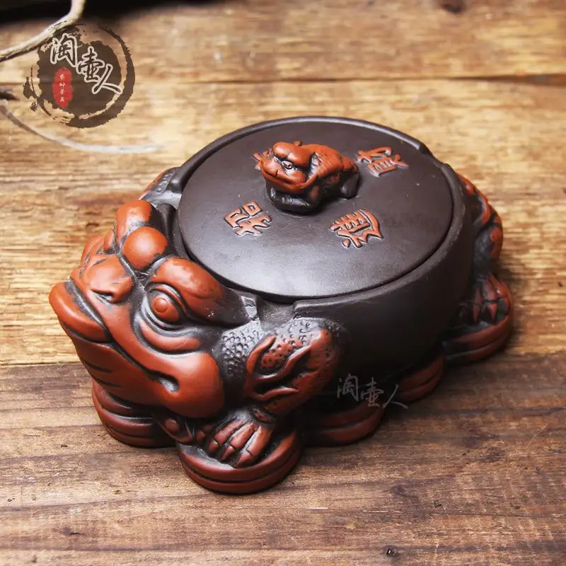 Новинка талисман богатая лягушка пепельница с крышкой для автомобиля фиолетовая