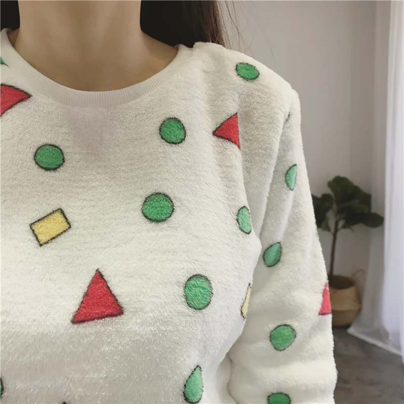 2018 женский флисовый свитер с круглым вырезом разноцветный пуловер в горошек