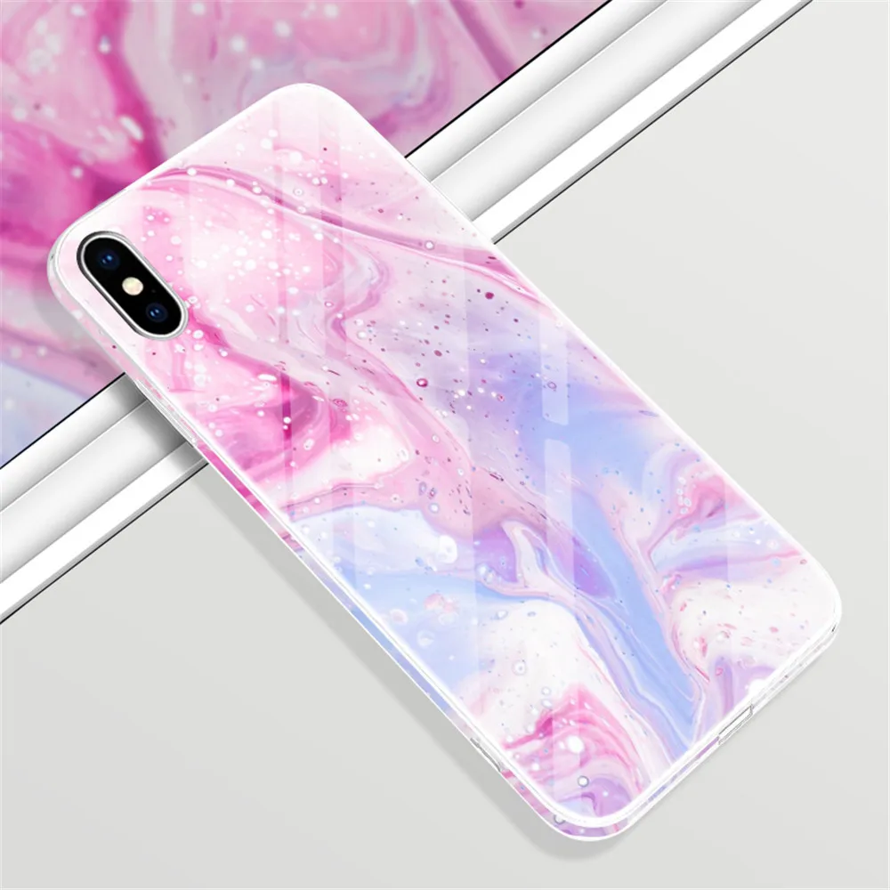 Роскошный чехол из закаленного стекла для Apple iPhone 6 6s 7 8 Plus цветной противоударный