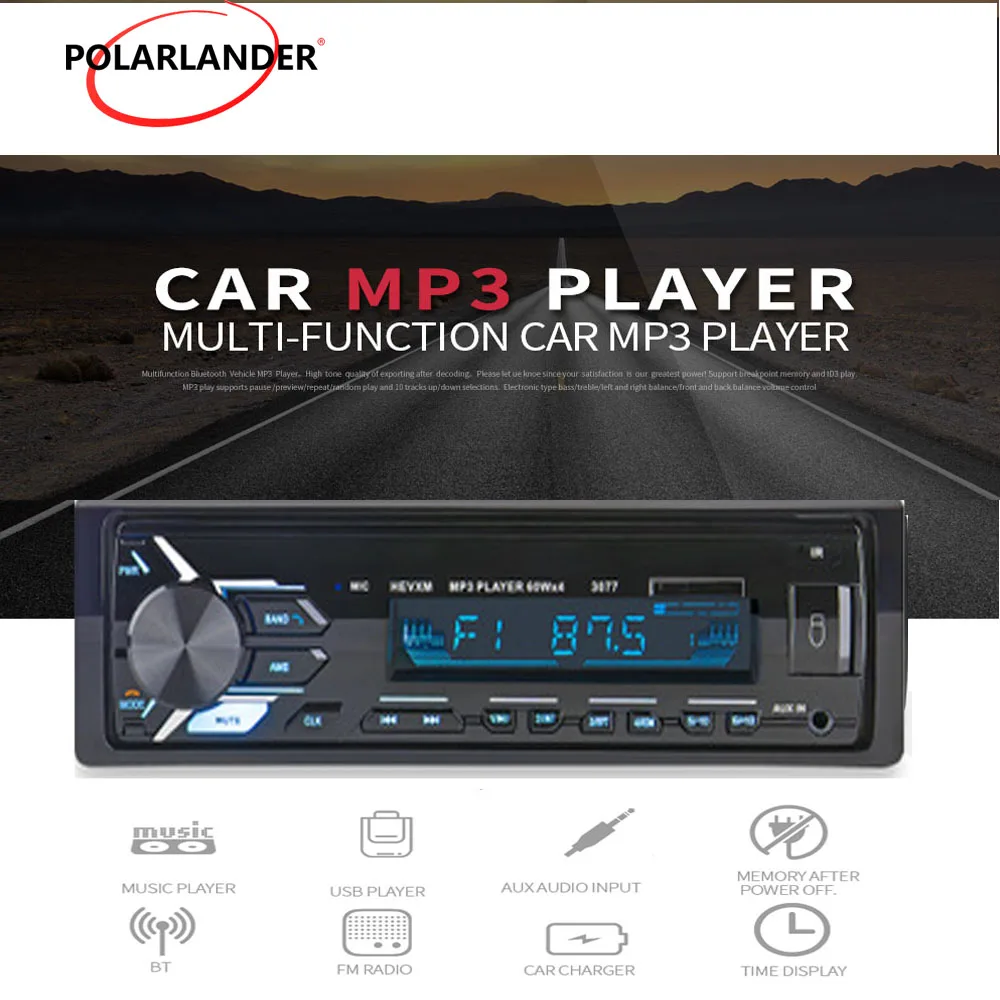 

Car audio Autoradio Car Radio Car Stereo In-dash Player Bluetooth 1 Din FM Aux Input Receiver 12V SD USB MP3 MMC WMA 3077