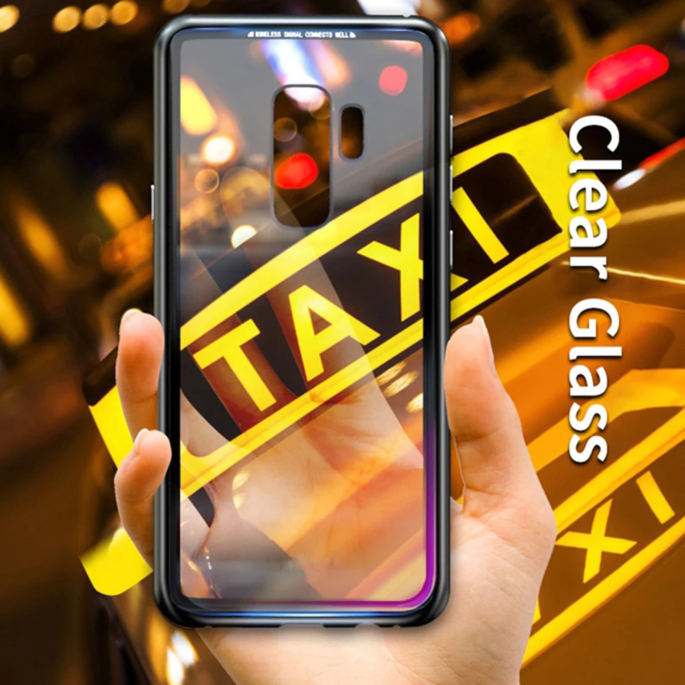 Магнитный флип чехол для samsung Galaxy S8 S9 Plus Note 8 9 S7 Edge H из закаленного стекла s