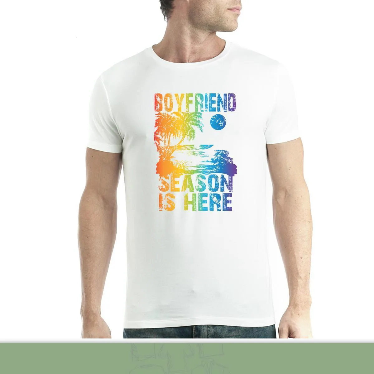 Сезон Boyfriend Is Here Sommer Herren футболка XS 5XL Neu с короткими рукавами 100% хлопок летняя