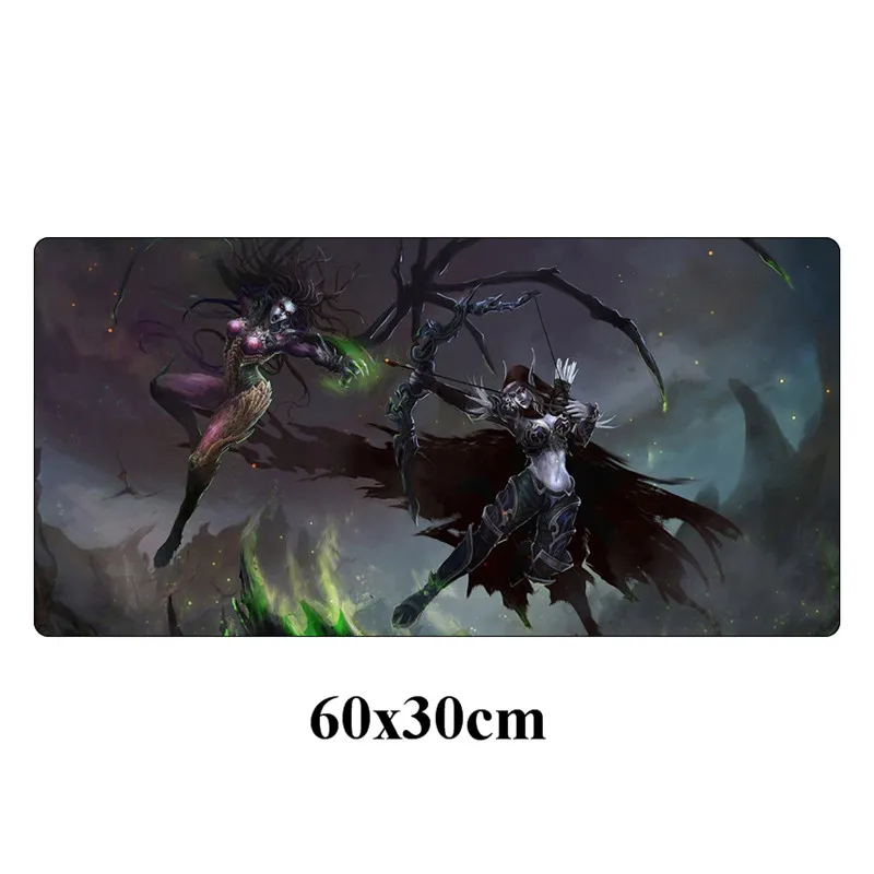 Белый World of Warcraft Mousepad Large 60X30cm Gamer Sexy Girl Sylvanas Gaming Mouse pad Locking Edge Laptop Rubber Notebook Desk Mat - Цвет: Белый