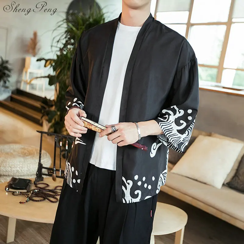 Кимоно мужской японский кардиган obi yukata мужская Японская одежда самураев