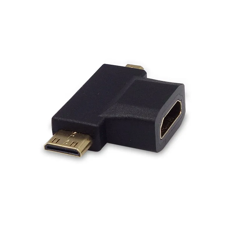 Thundeal высокое Скорость 1080 P 3 в 1 V1.4 HDMI типа «мама»; Mini Micro HDMI Мужской разъем адаптера 90 градусов угловой конвертер Тип HDTV