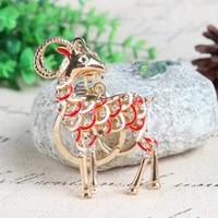 chinese zodiac streak goat sheep cute crystal rhinestone charm pendant purse bag car key ring chain creative wedding party gift