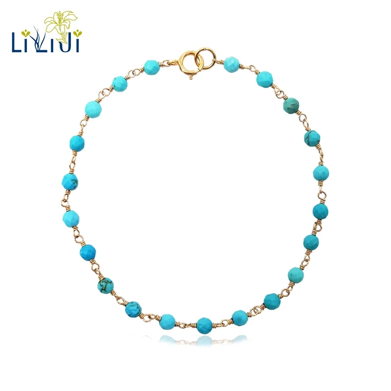 Lii Ji голубой браслет Howlite бирюза серебро 925 пробы позолоченное ручная работа