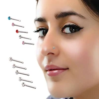 4pcslot indian crystal rhinestone nose nail ring women cute girls stainless steel nose studs ear piercing jewelry wedding gift