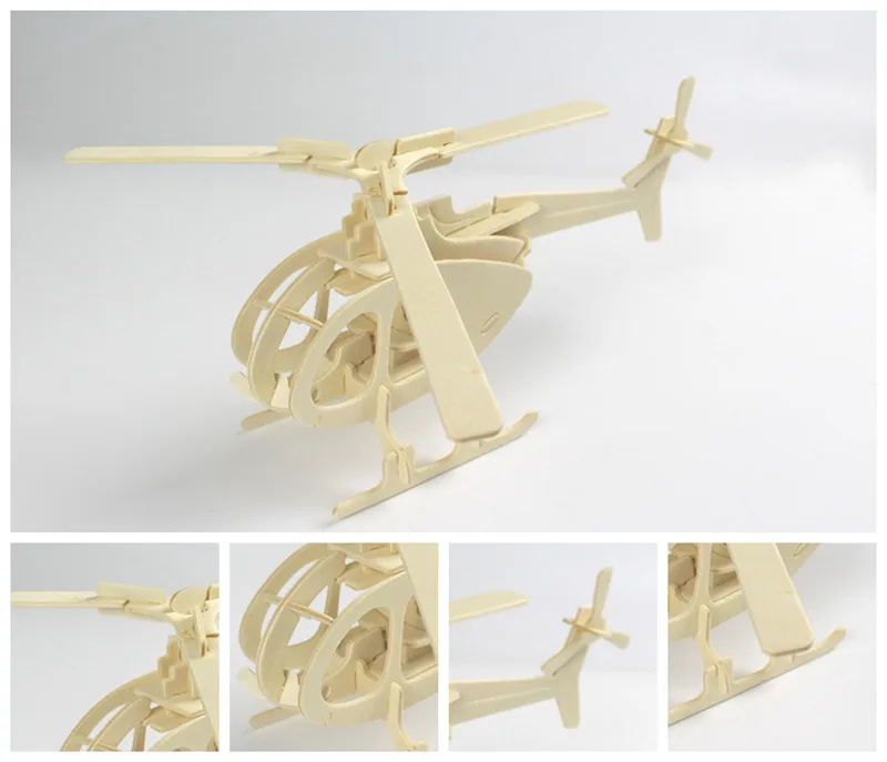 Классические 3D деревянные пазлы сделай сам модель животного вертолета сборка