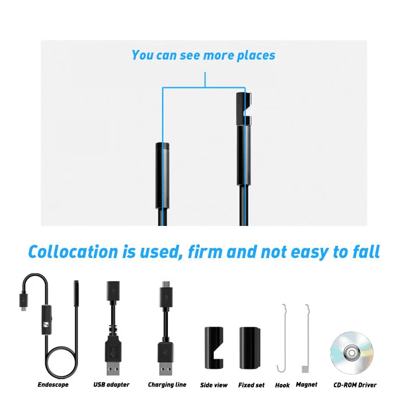 Overfly 7 мм линза эндоскопа камера Micro USB 1 водостойкий эндоскоп провода Змея трубы